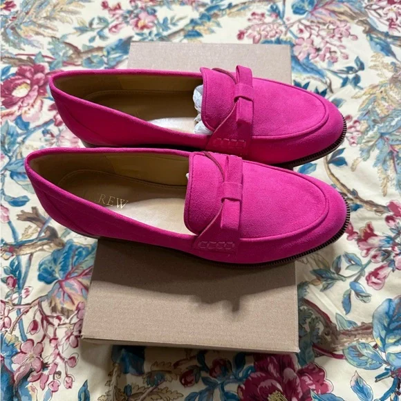 J. Crew Vibrant Pink Suede Loafers with Bow - Picture 2 of 5